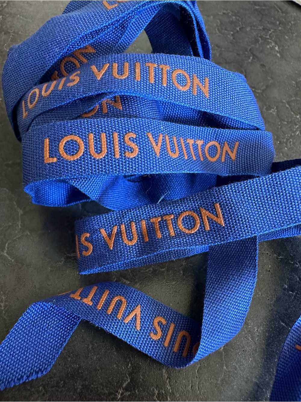Louis Vuitton Royal Blue Ribbon with Orange Logo